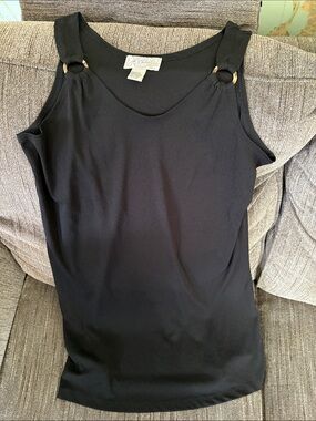 J Valdi Black Sleeveless Ring Tank Sheer Dress